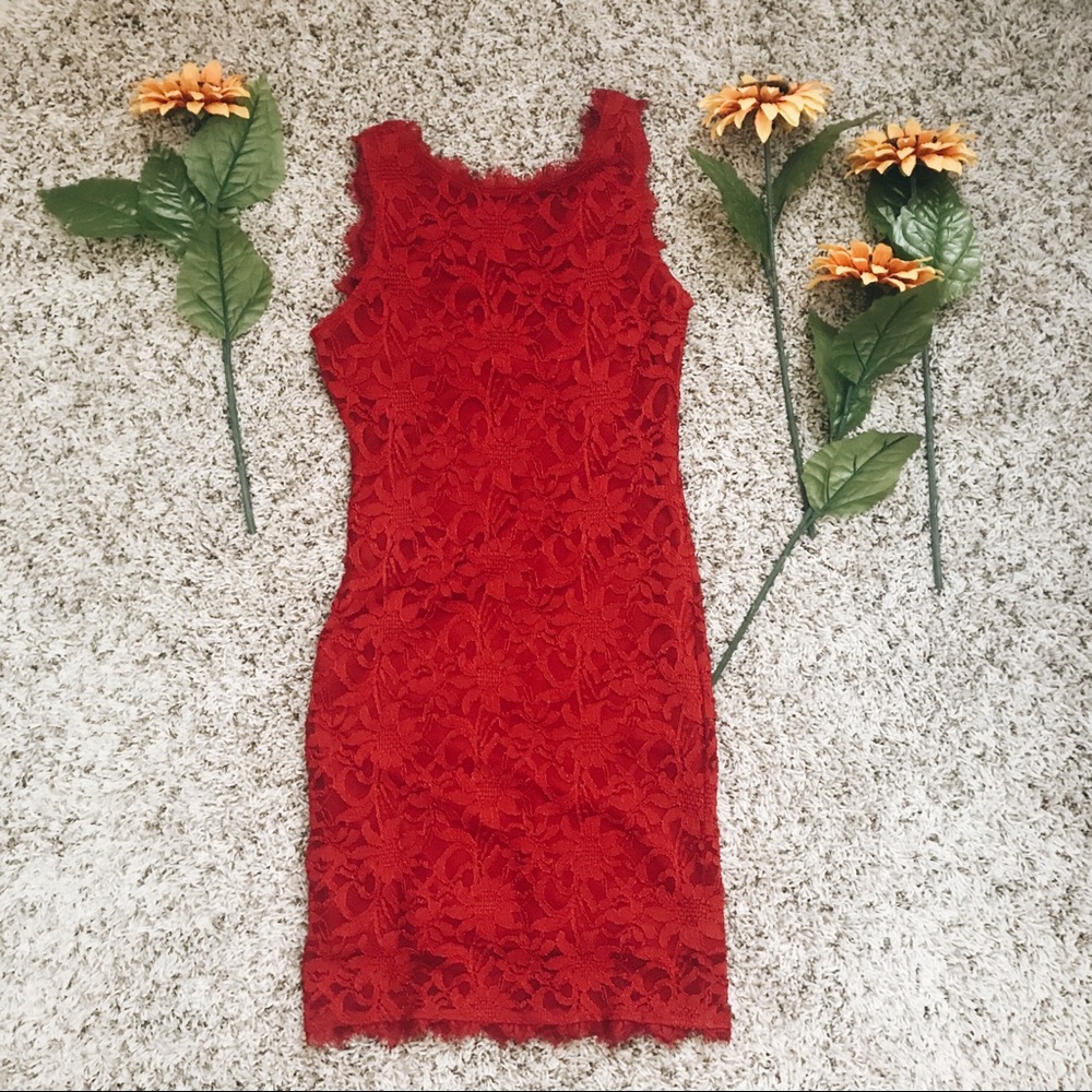 Red Lace Mini Dress